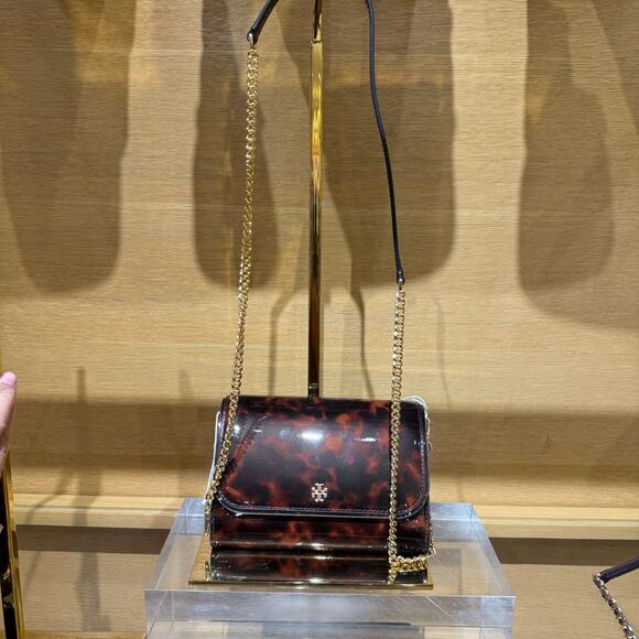 Best Price‼️Tory Burch Emerson Chain Wallet 165943 Tortoise $398 - Picture 8 of 11